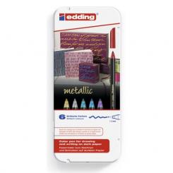 Edding 1200 Caja de metal con 6 rotuladores surtidos metálicos