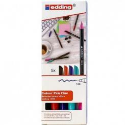 Edding 1200 Pack Home Office. 5 rotuladores surtidos: negro, rojo, azul, azul tuquesa y rosa neón