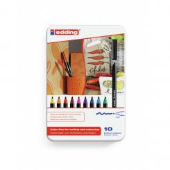 Edding 1300 Caja de metal con 10 rotuladores colores surtidos