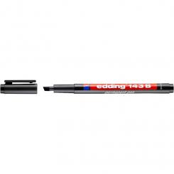Edding 143 B Rotulador para transparencias de tinta permanente con punta biselada. Trazo: 1-3 mm. Color negro