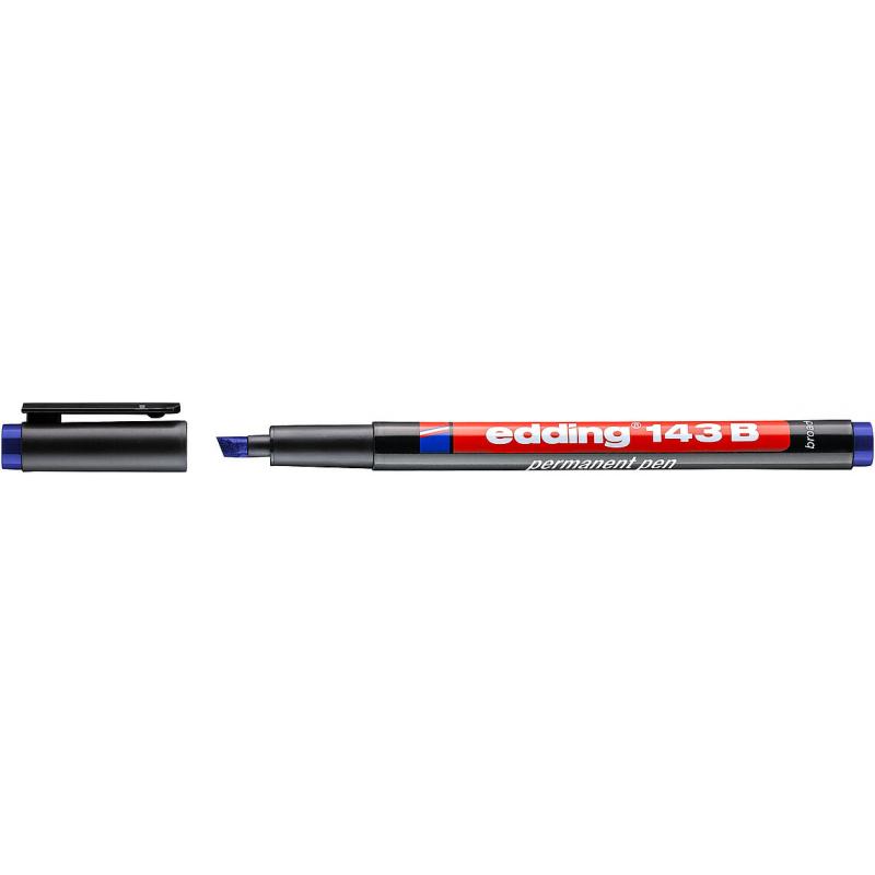 Edding 143 B Rotulador para transparencias de tinta permanente con punta biselada. Trazo: 1-3 mm. Color azul