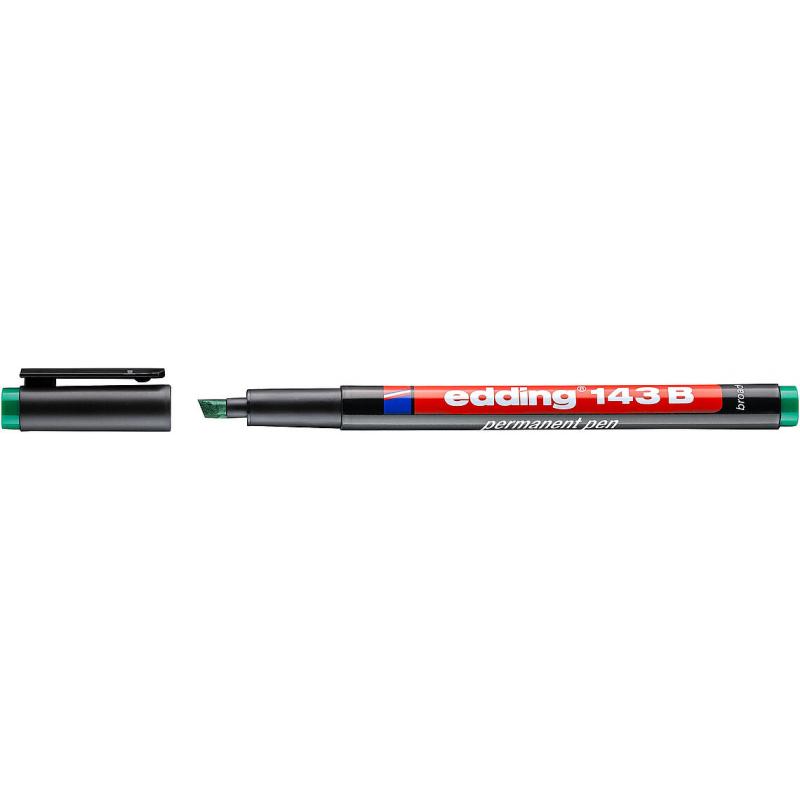 Edding 143 B Rotulador para transparencias de tinta permanente con punta biselada. Trazo: 1-3 mm. Color verde