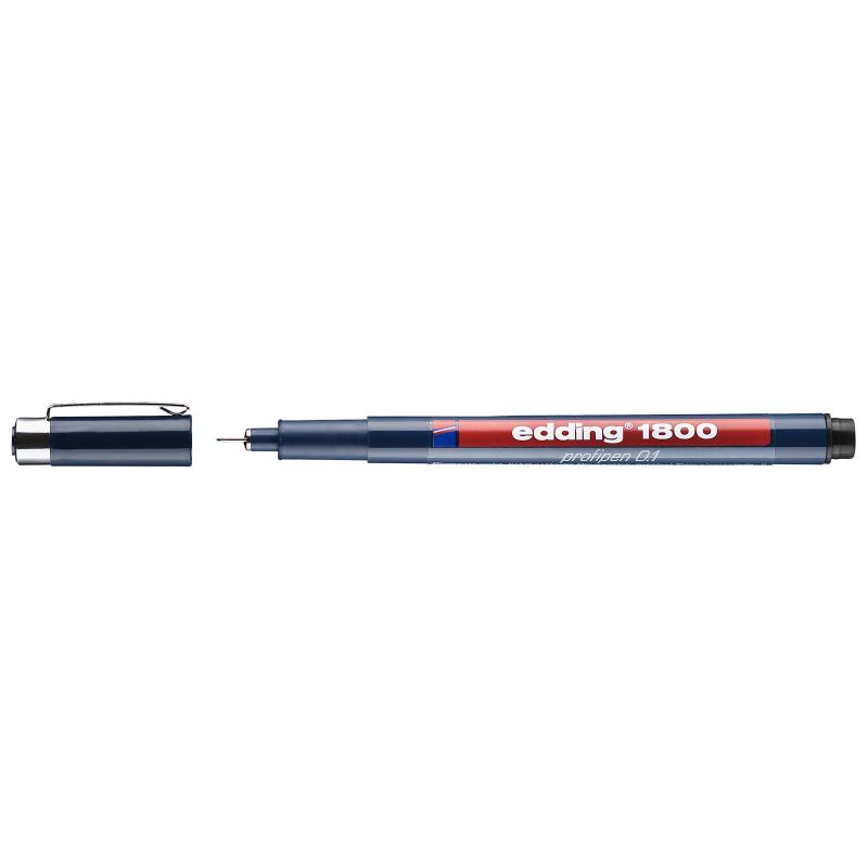 Edding 1800 Rotulador calibrado con punta redonda engastada en metal. Tinta pigmentada. Trazos: 0,25. Color: Negro.