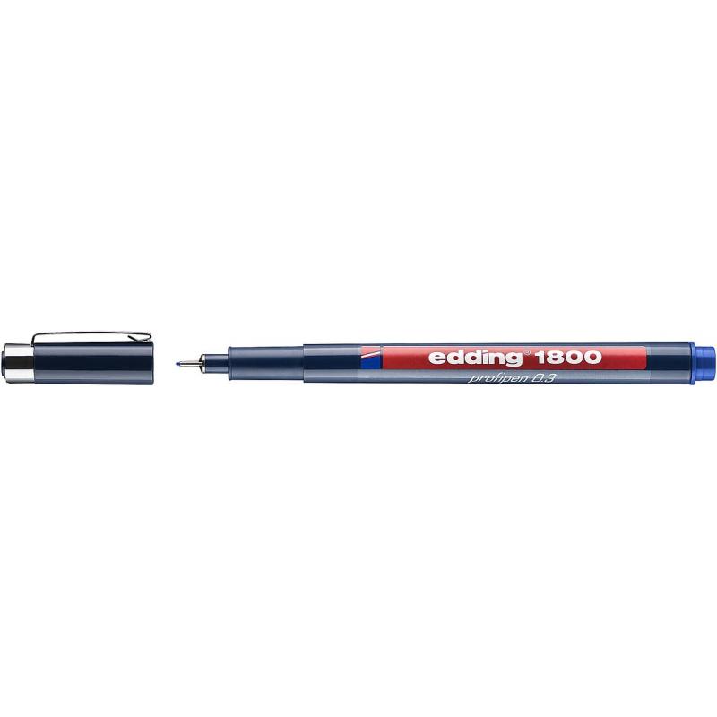 Edding 1800 Rotulador calibrado con punta redonda engastada en metal. Tinta pigmentada. Trazos: 0,35. Color: azul