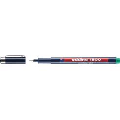 Edding 1800 Rotulador calibrado con punta redonda engastada en metal. Tinta pigmentada. Trazos: 0,35. Color: verde