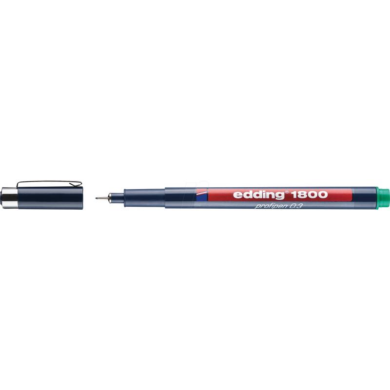 Edding 1800 Rotulador calibrado con punta redonda engastada en metal. Tinta pigmentada. Trazos: 0,35. Color: verde