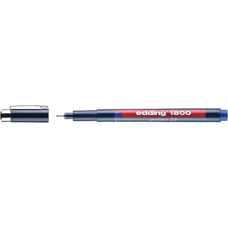 Edding 1800 Rotulador calibrado con punta redonda engastada en metal. Tinta pigmentada. Trazos: 0,50. Color: azul