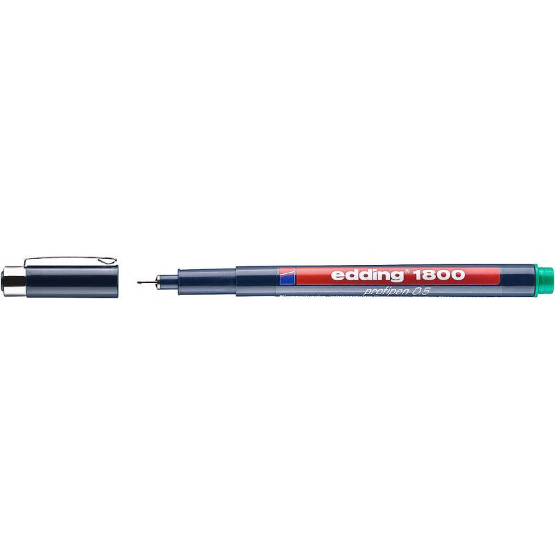 Edding 1800 Rotulador calibrado con punta redonda engastada en metal. Tinta pigmentada. Trazos: 0,50. Color: verde