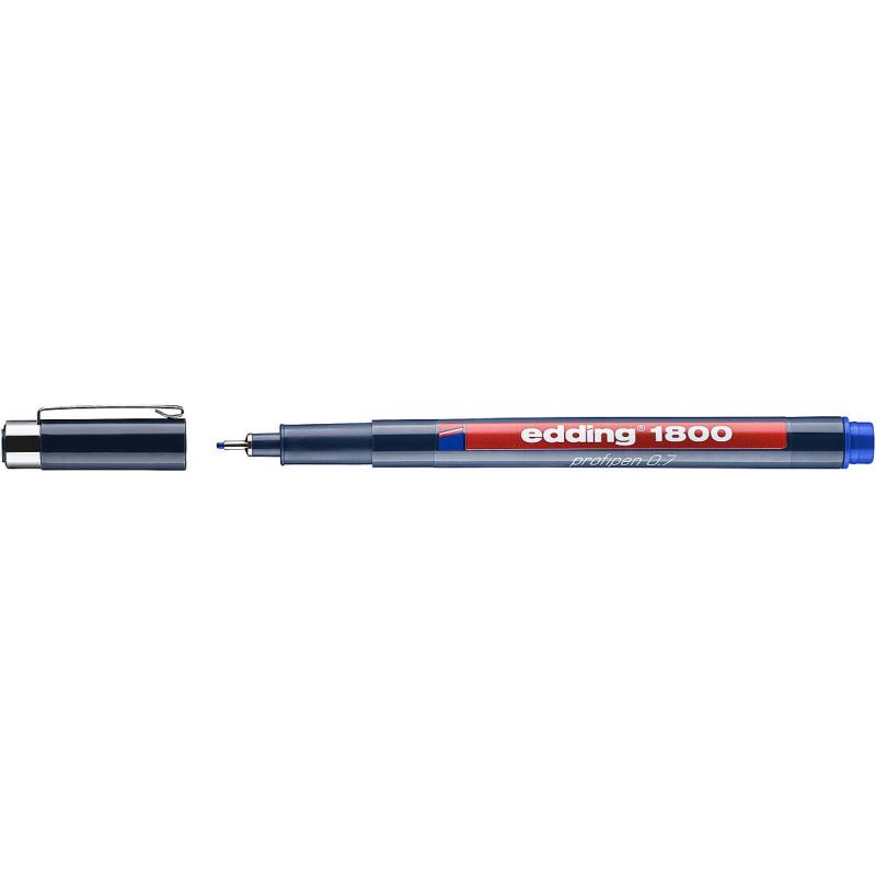 Edding 1800 Rotulador calibrado con punta redonda engastada en metal. Tinta pigmentada. Trazos: 0,70. Color: azul