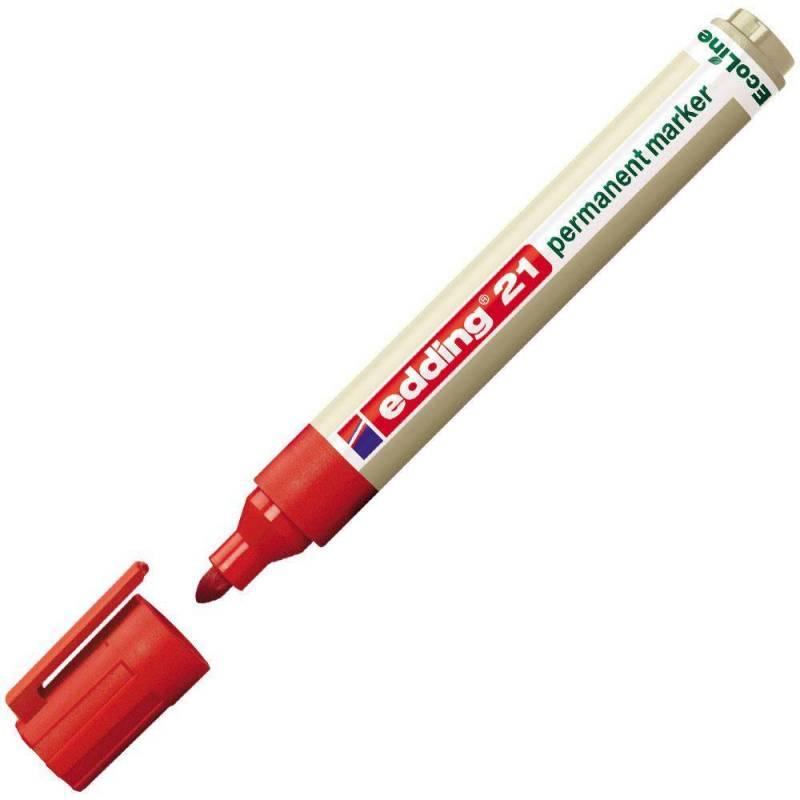 Edding 21 Marcador EcoLine permanente punta redonda. Trazo de 1,5 - 3 mm. Color rojo