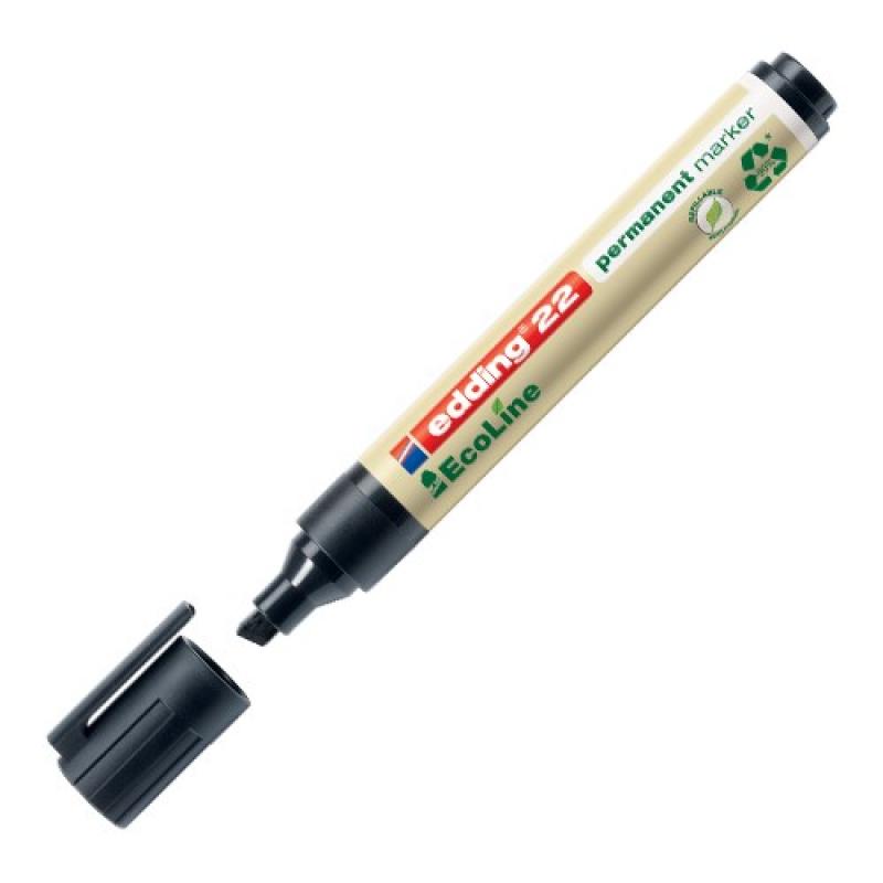 Edding 22 Marcador EcoLine permanente punta biselada. Trazo de 1 - 5 mm. Color negro