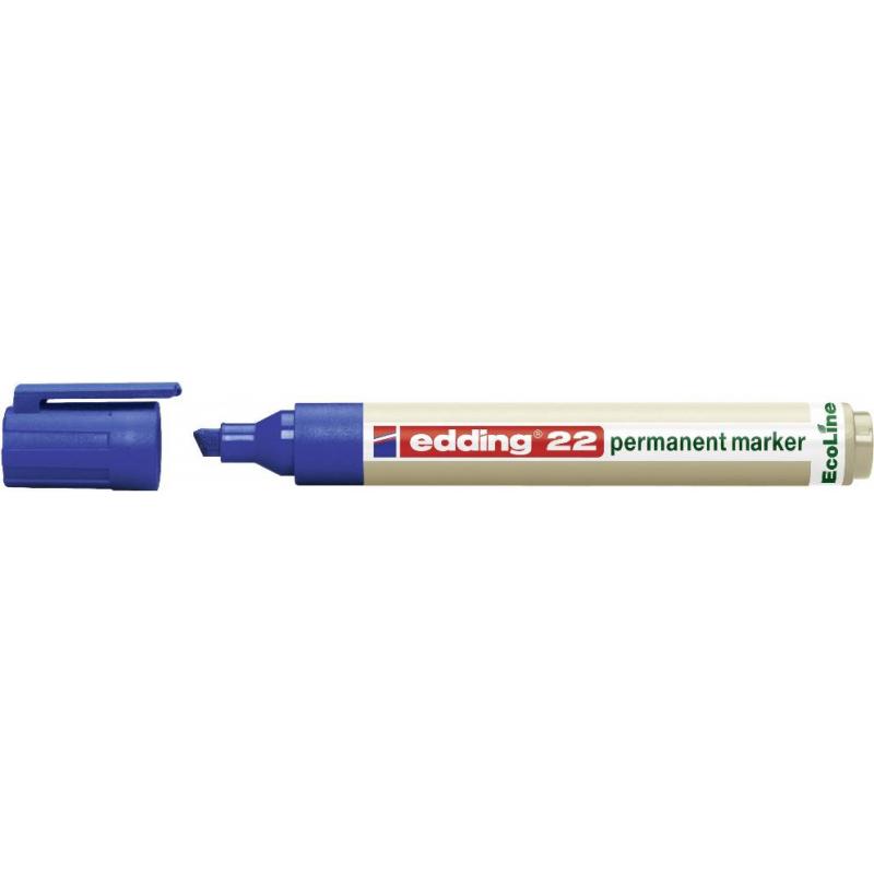 Edding 22 Marcador EcoLine permanente punta biselada. Trazo de 1 - 5 mm. Color azul
