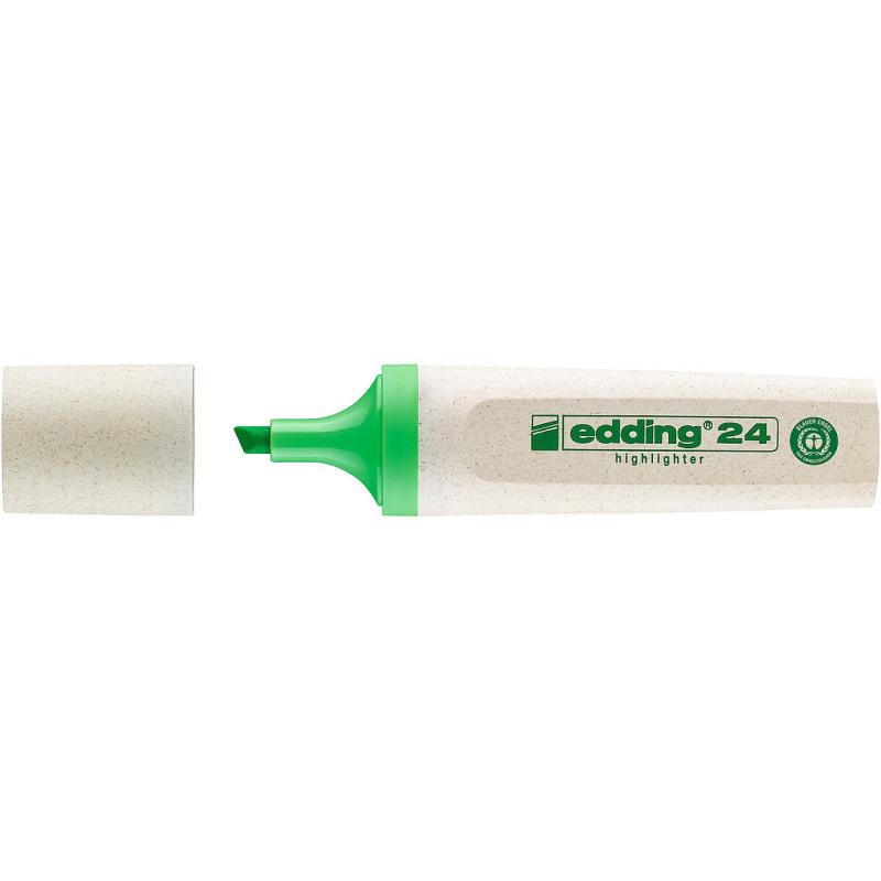 Edding 24 Marcador fluorescente Ecoline punta biselada. Trazo de 2 - 5 mm. Color verde pastel