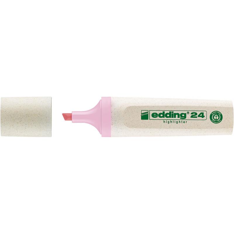 Edding 24 Marcador fluorescente Ecoline punta biselada. Trazo de 2 - 5 mm. Color rosa pastel