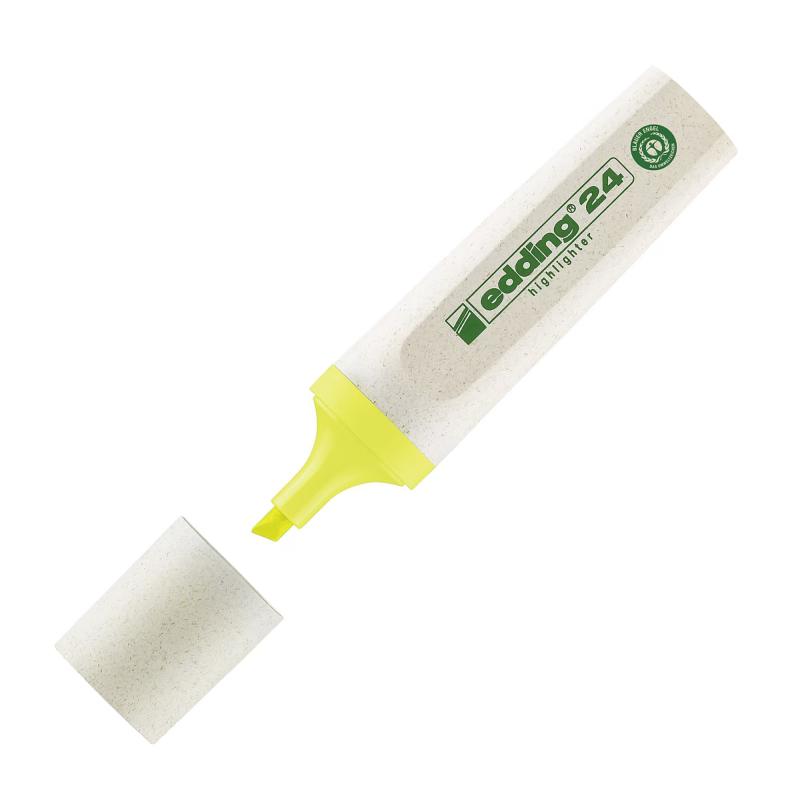 Edding 24 Marcador fluorescente Ecoline punta biselada. Trazo de 2 - 5 mm. Color amarillo pastel