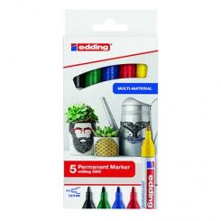 Edding 3000 Pack 5 marcadores. Colores: negro, rojo, azul, verde y amarillo