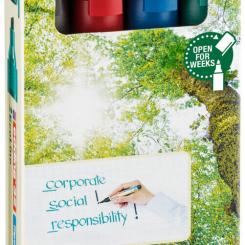 Edding 32 Estuche de cartón con 4 marcadores Ecoline 32. Colores negro, rojo, azul y verde