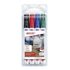 Edding 3300 Bolsa con 4 marcadores. Colores negro, rojo, azul y verde
