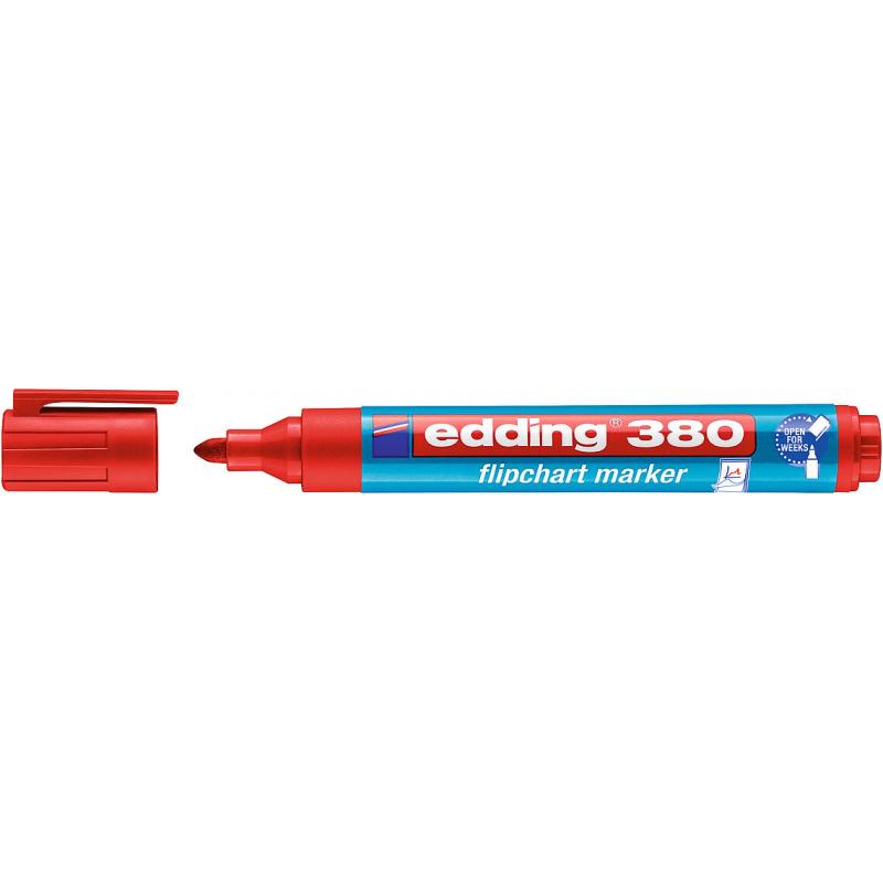 Edding 380 Marcador para flipchart con punta redonda, tinta a base de agua. Trazo: 1,5-3 mm. Color rojo