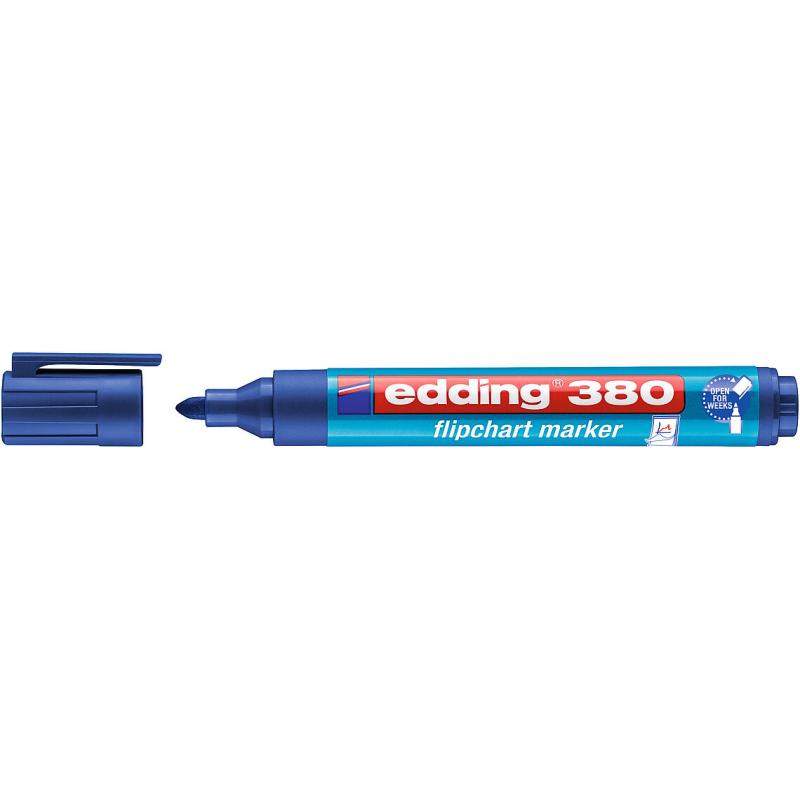Edding 380 Marcador para flipchart con punta redonda, tinta a base de agua. Trazo: 1,5-3 mm. Color azul