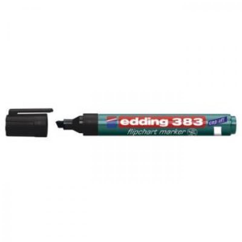 Edding 383 Marcador para flipchart con punta biselada, tinta a base de agua. Trazo: 1-5 mm. Color negro