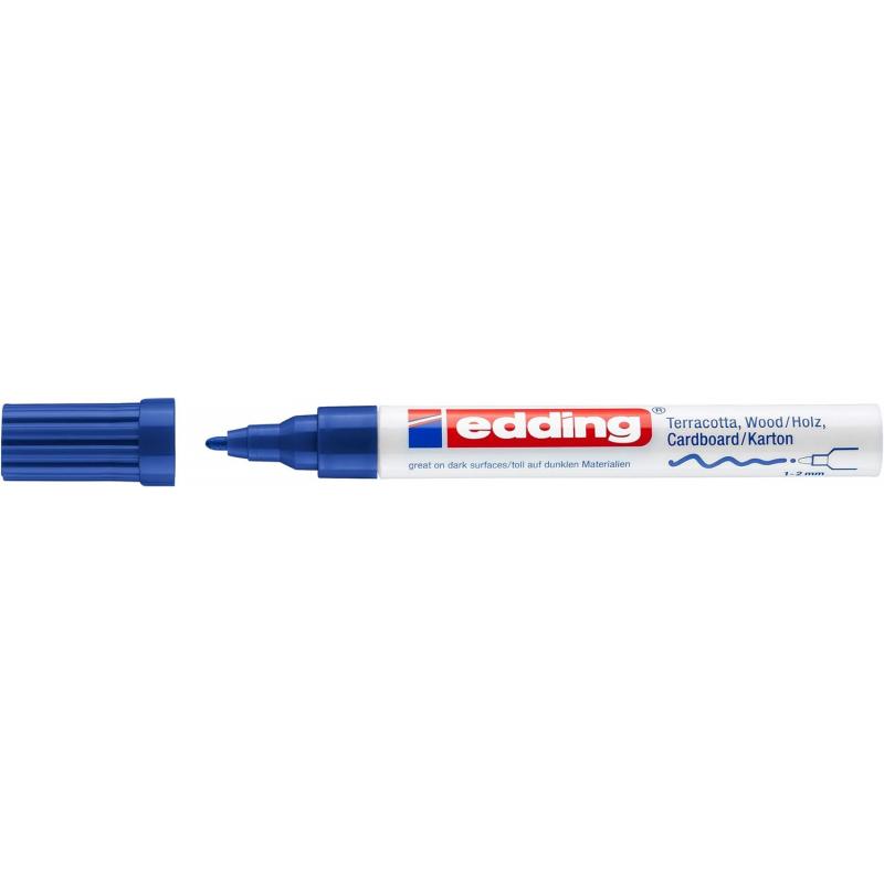 Edding 4040 Marcador con tinta permanente y opaca, con efecto de lacado. Trazo.: 1-2 mm.Color azul