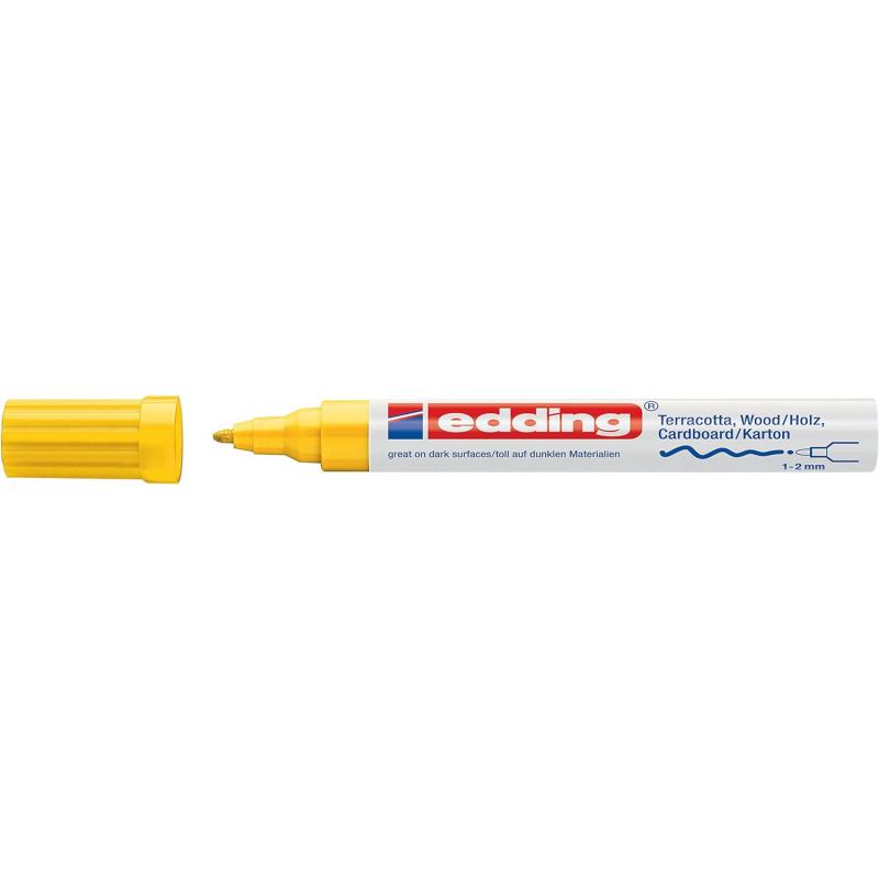 Edding 4040 Marcador con tinta permanente y opaca, con efecto de lacado. Trazo.: 1-2 mm.Color amarillo