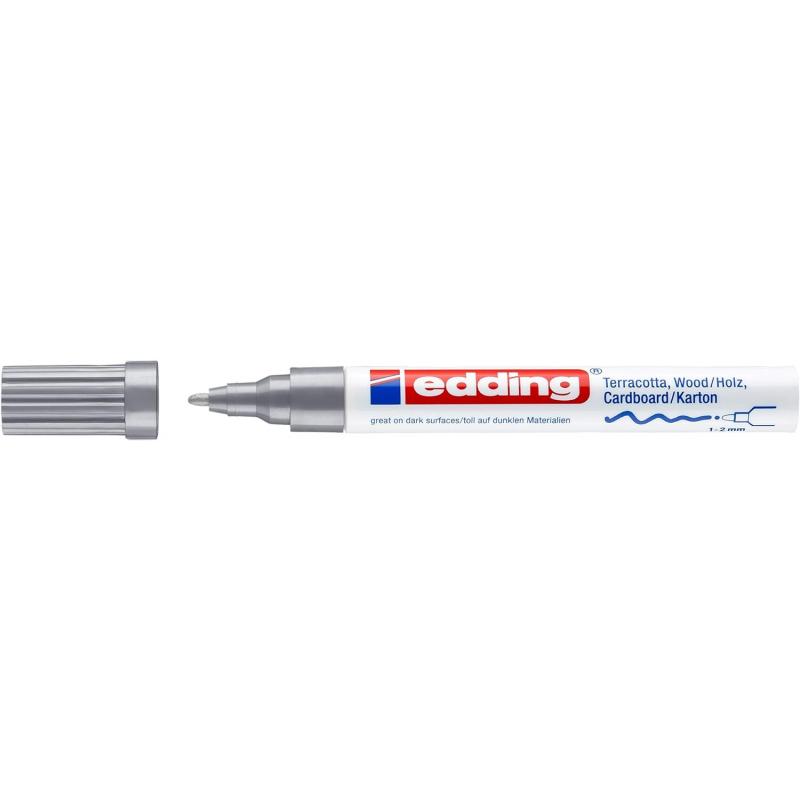 Edding 4040 Marcador con tinta permanente y opaca, con efecto de lacado. Trazo.: 1-2 mm.Color plata