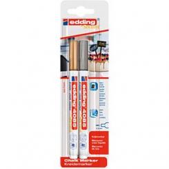 Edding 4085 Blister con 2 marcadores metálicos. Colores oro y plata
