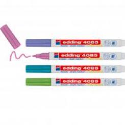 Edding 4085 Blister con 4 marcadores metálicos. Colores oro, plata, violeta metálico y rosa metálico
