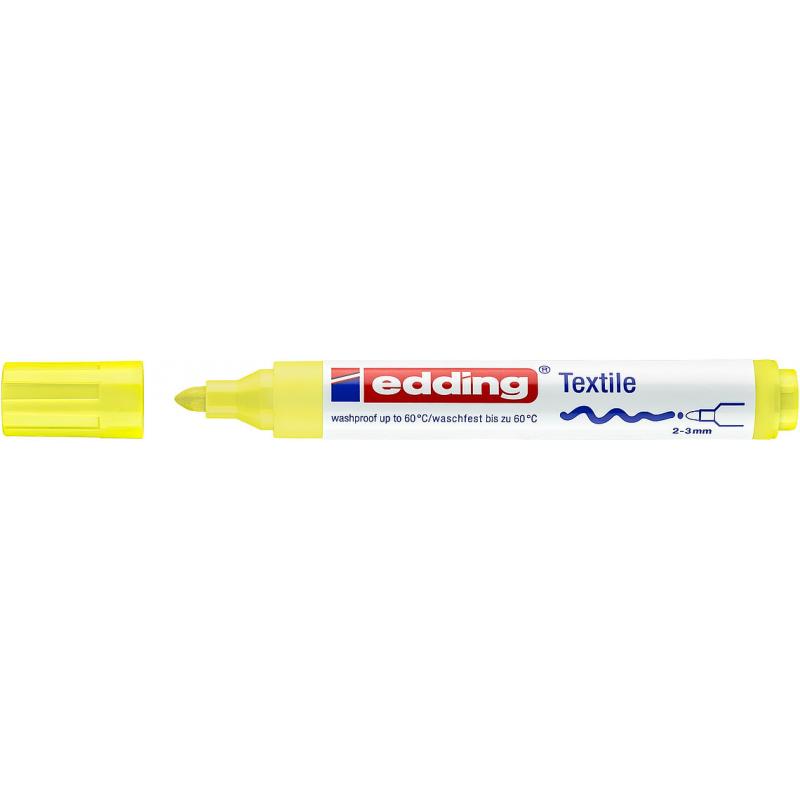 Edding 4500 Marcador textil para ropa. Trazo: 2-3 mm. A prueba de lavado hasta 60º. Color amarillo neón