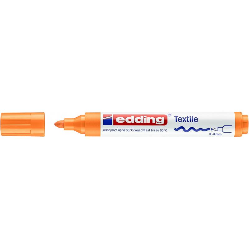 Edding 4500 Marcador textil para ropa. Trazo: 2-3 mm. A prueba de lavado hasta 60º. Color naranja neón