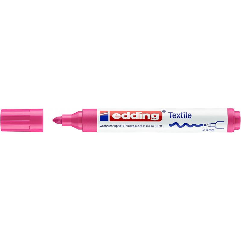 Edding 4500 Marcador textil para ropa. Trazo: 2-3 mm. A prueba de lavado hasta 60º. Color rosa neón