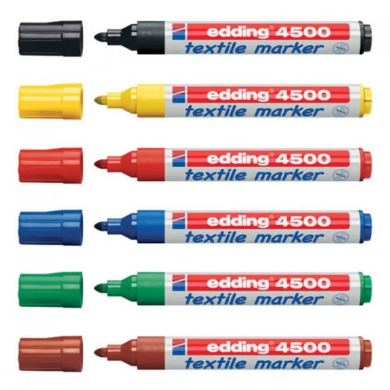 Edding 4500 Pack 5 marcadores textiles. Coilores fríos (negro, azul, amarillo, verde claro y azul oriental)