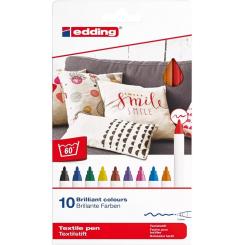 Edding 4600 Pack 10 rotuladores textiles. Colores básicos (11, 02, 16, 19, 33, 34, 65, 66, 68 y 69 )