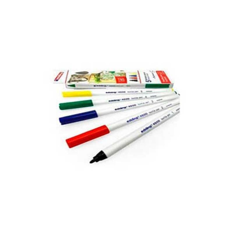 Edding 4600 Pack 5 rotuladores textiles.Colores fríos (negro, azul, azul claro, verde claro y azul oriental)