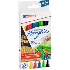 Edding 5100 Pack 5 marcadores acrílicos. trazo 2-3 mm. básicos. Colores: 905, 902, 903, 927 y 901.