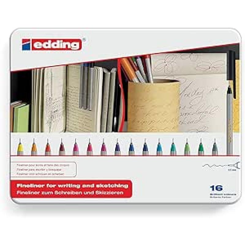 Edding 55 Estuche de metal con 10 rotuladores surtidos
