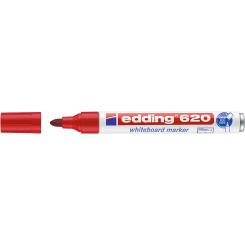 Edding 620 Marcador para pizarras blancas y superficies no porosas. Cuerpo de metal y punta redonda. Trazo: 1,5-3 mm.Sistema Cap-off. Color rojo