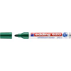 Edding 620 Marcador para pizarras blancas y superficies no porosas. Cuerpo de metal y punta redonda. Trazo: 1,5-3 mm.Sistema Cap-off. Color verde
