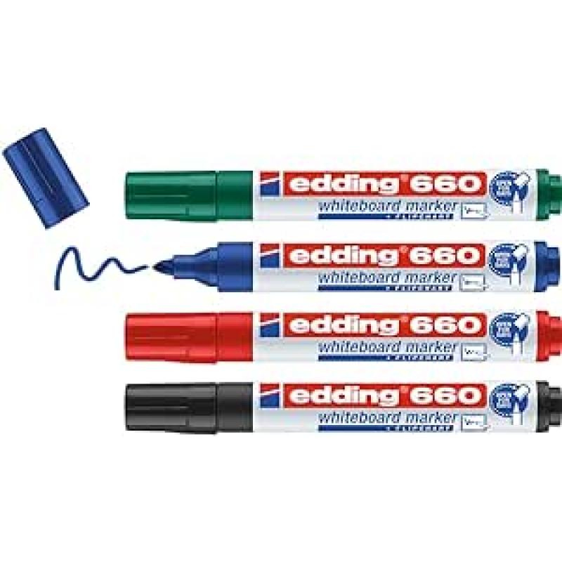 Edding 660 Bolsa con 4 rotuladores. Colores negro, rojo, azul y verde