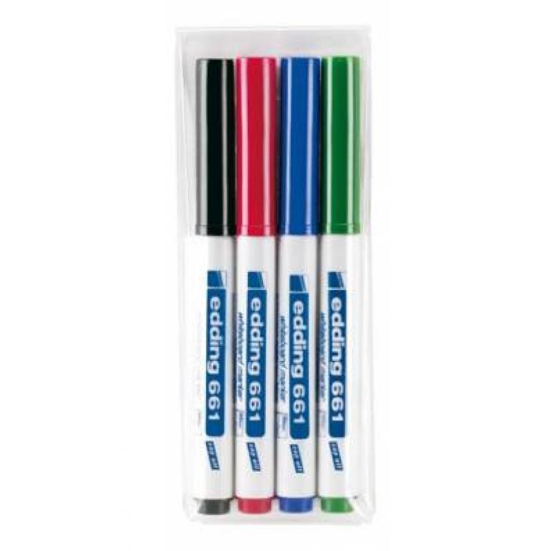 Edding 661 Bolsa con 4 rotuladores. Colores negro, rojo, azul y verde