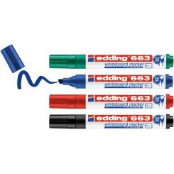 Edding 663 Bolsa con 4 marcadores. Colores negro, rojo, azul y verde
