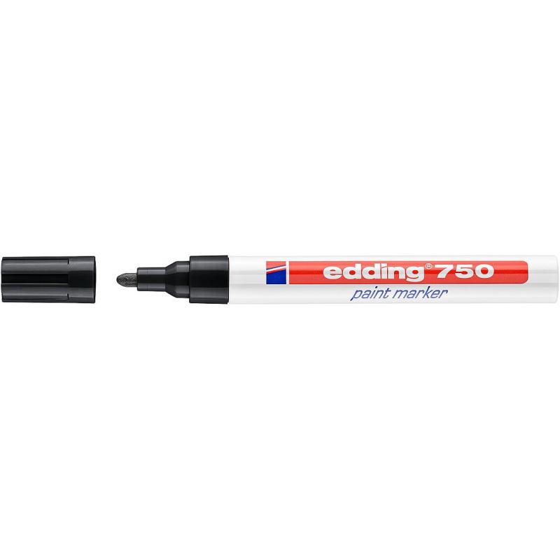 Edding 750 Marcador con tinta opaca brillante, punta redonda. Trazo: 2-4 mm. Color negro