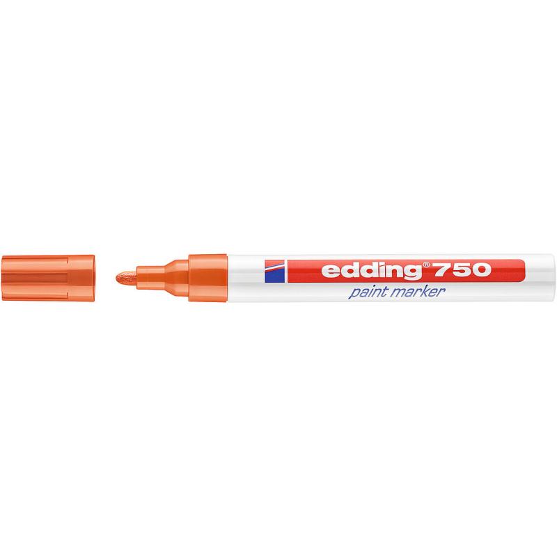 Edding 750 Marcador con tinta opaca brillante, punta redonda. Trazo: 2-4 mm. Color naranja