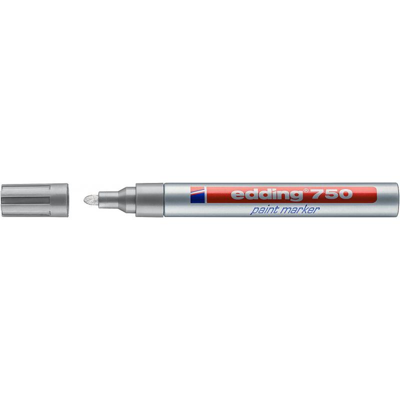 Edding 750 Marcador con tinta opaca brillante, punta redonda. Trazo: 2-4 mm. Color plata