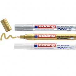 Edding 750 Pack 3 marcadores. Colores: blanco, oro y plata