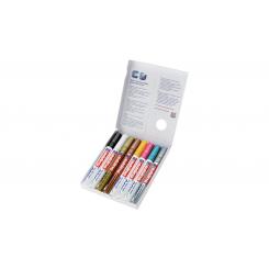 Edding 750 Pack 8 marcadores. Colores: negro, blanco, oro, plata, amarillo, rosa, azul claro y cobre