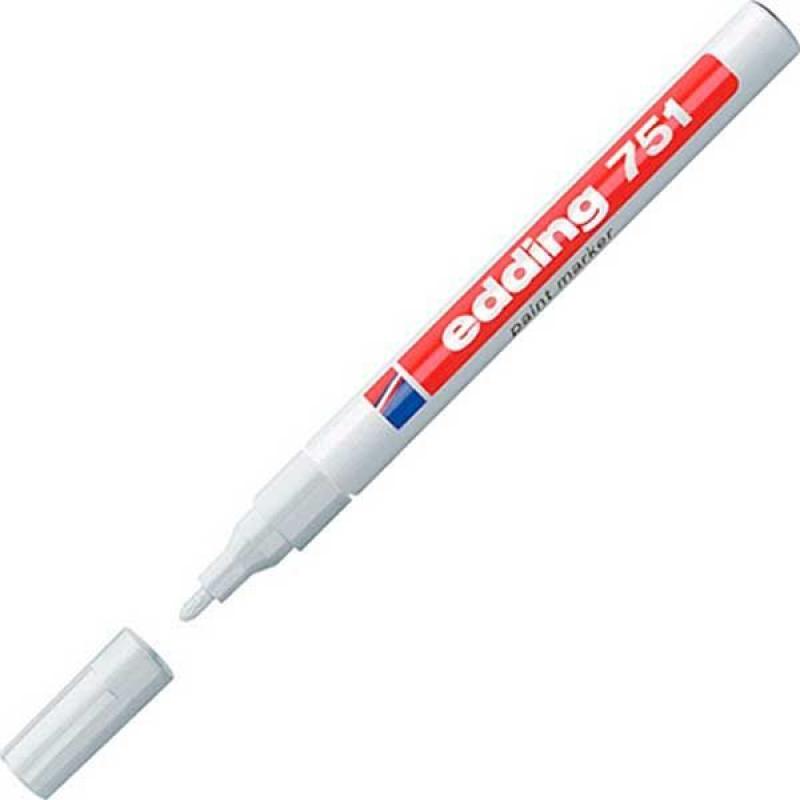 Edding 751 Marcador con tinta opaca brillante, punta redonda. Trazo: 1-2 mm. Color blanco
