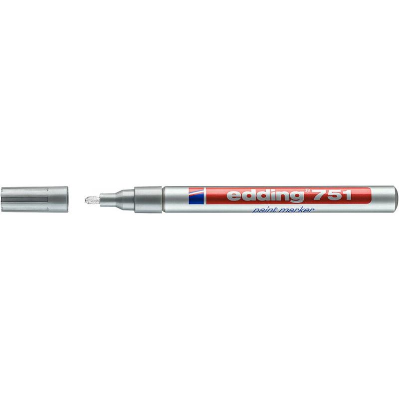 Edding 751 Marcador con tinta opaca brillante, punta redonda. Trazo: 1-2 mm. Color plata